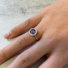 Amethyst Ring with Cubic Zirconia Halo