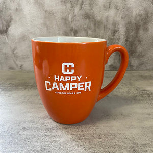 Tall Happy Camper Ceramic Branded Mug