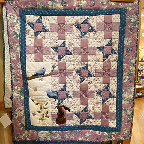 Spring Bird Bath Wall Hanging Quilt