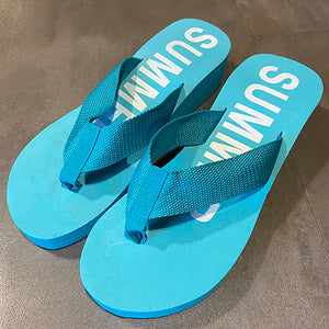 Fabric Wedge Thong Sandals