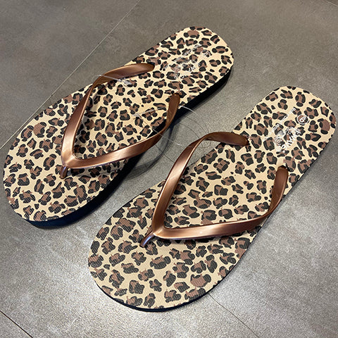 Soft Printed Leopard Flip Flops