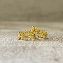 Sparkle Leaf Huggie Earrings
