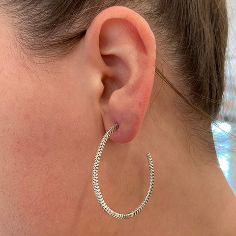 Thin Cubic Zirconia Hoop Earrings