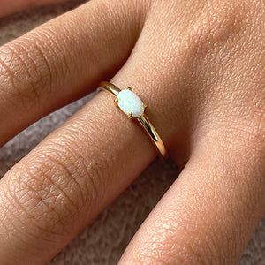 Opal Solitaire Band Ring