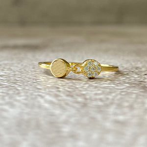 Cubic Zirconia Disc Link Ring