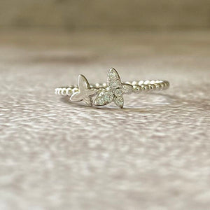 Cubic Zirconia Double Butterfly Band Ring