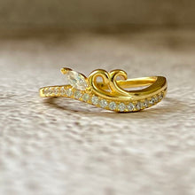 Cubic Zirconia Leaf Wave Band Ring