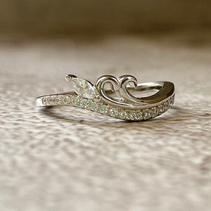 Cubic Zirconia Leaf Wave Band Ring