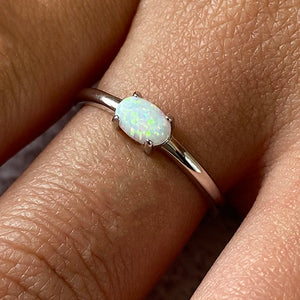 Opal Solitaire Band Ring