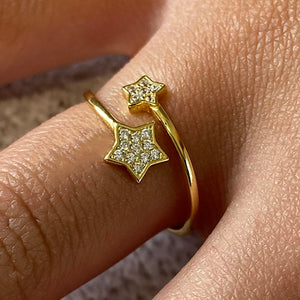 Double Cubic Zirconia Star Ring