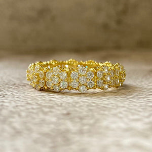 Cubic Zirconia Floral Eternity Band Ring