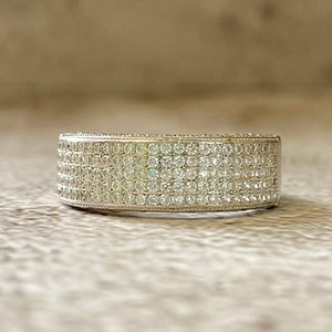 Wide Cubic Zirconia Quad Channel Band Ring