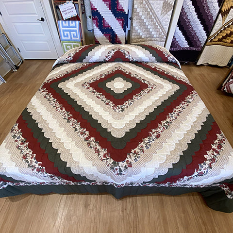 Red & Green Ocean Wave King Quilt