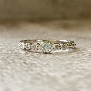 Cubic Zirconia Solitaire Link Band Ring