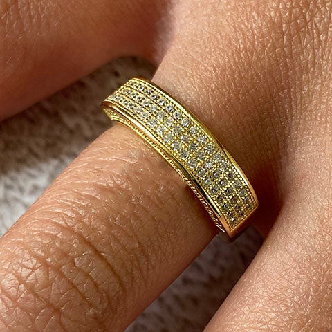 Wide Cubic Zirconia Pave Gallery Band Ring