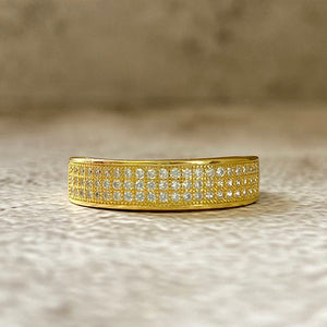 Wide Cubic Zirconia Pave Gallery Band Ring