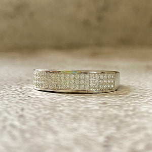 Wide Cubic Zirconia Pave Gallery Band Ring