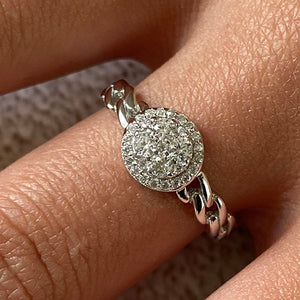 Cubic Zirconia Pave Halo Link Band Ring