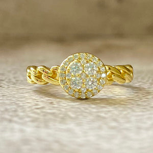 Cubic Zirconia Pave Halo Link Band Ring