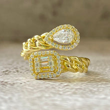 Pear & Rectangular Link Open Band Ring