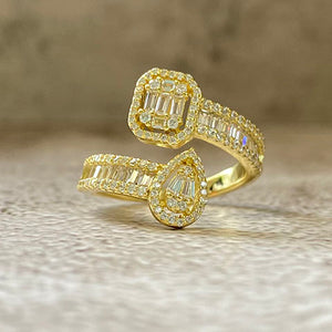 Pear & Rectangular Baguette Open Band Ring