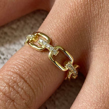 Cubic Zirconia Bar Square Link Band Ring