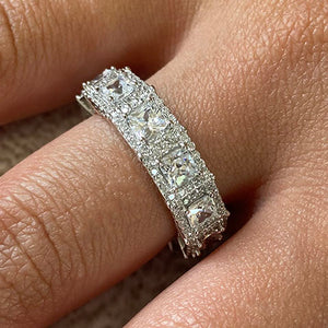 Eternity Halo Princess Cut Band Ring