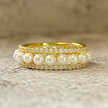 Pearl with Cubic Zirconia Eternity Band Ring