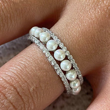 Pearl with Cubic Zirconia Eternity Band Ring