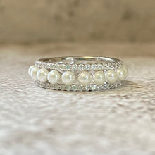 Pearl with Cubic Zirconia Eternity Band Ring