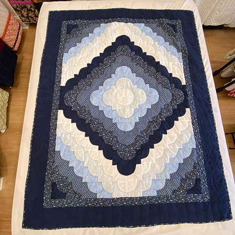 Blue Ocean Wave Throw Quilt