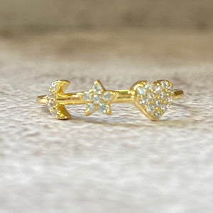 Pavé Moon, Star & Heart Ring