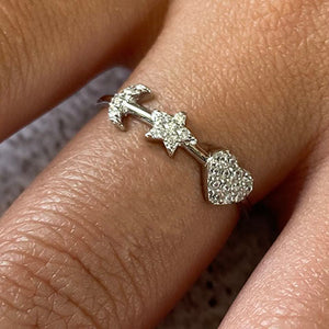 Pavé Moon, Star & Heart Ring