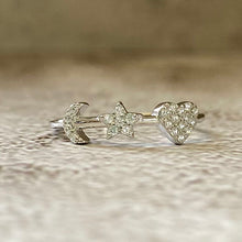 Pavé Moon, Star & Heart Ring