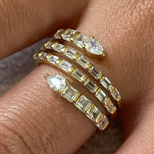 Cubic Zirconia Rectangular Open Band Ring