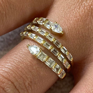 Cubic Zirconia Rectangular Open Band Ring