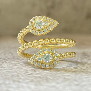 Double Pear Cubic Zirconia Open Ring