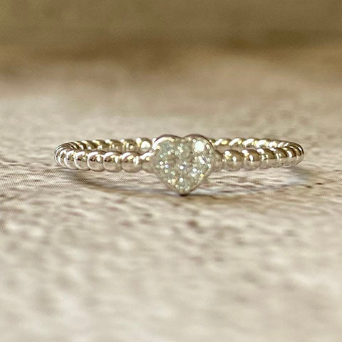 Pave Heart Bubble Band Ring