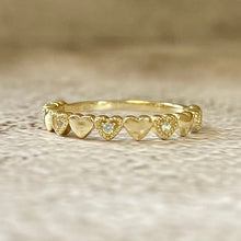 Alternating Cubic Zirconia Heart Ring