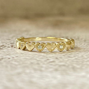 Alternating Cubic Zirconia Heart Ring