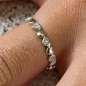 Alternating Cubic Zirconia Heart Ring