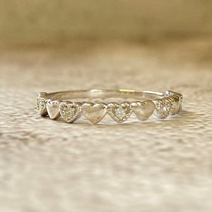 Alternating Cubic Zirconia Heart Ring