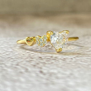 Cubic Zirconia 3-Heart Ring