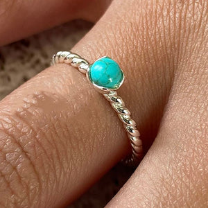 Turquoise Solitaire Cable Band Ring