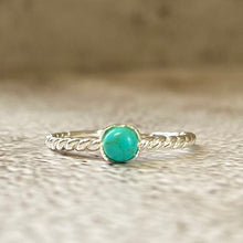 Turquoise Solitaire Cable Band Ring