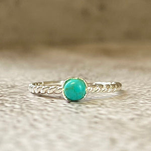 Turquoise Solitaire Cable Band Ring