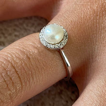 Pearl Cubic Zirconia Halo Ring