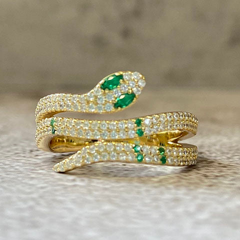 Bedazzled Open Snake Ring