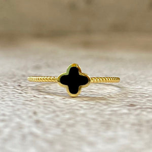 Enamel Quatrefoil Sign Ring