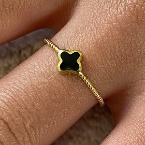 Enamel Quatrefoil Sign Ring